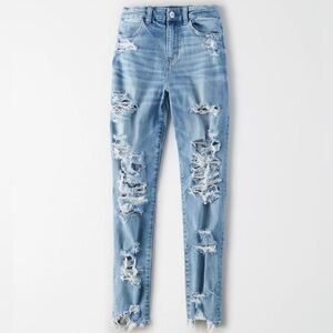 American Eagle Outfitters Distressed Light Blue Skinny Jeans